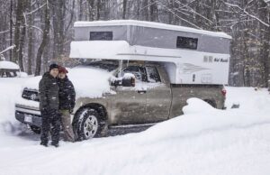 Winter truck camping