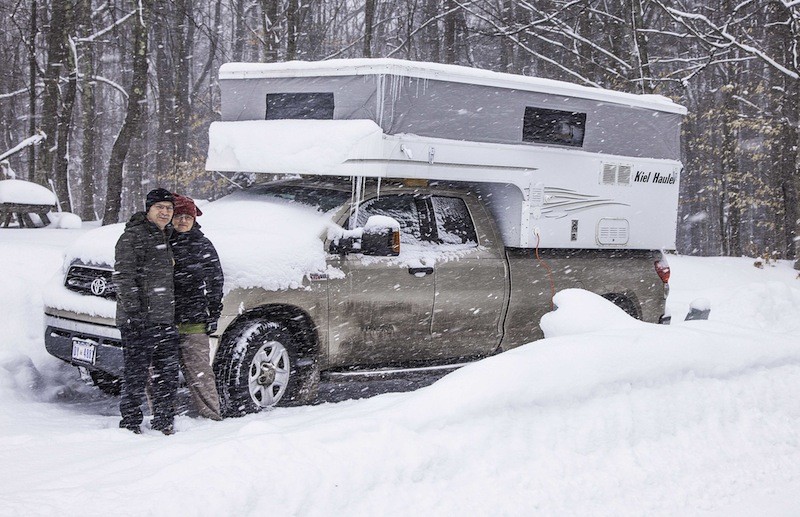 Winter truck camping