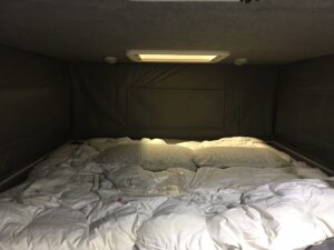 Queen Bed area with Heki skylight /hatch.
